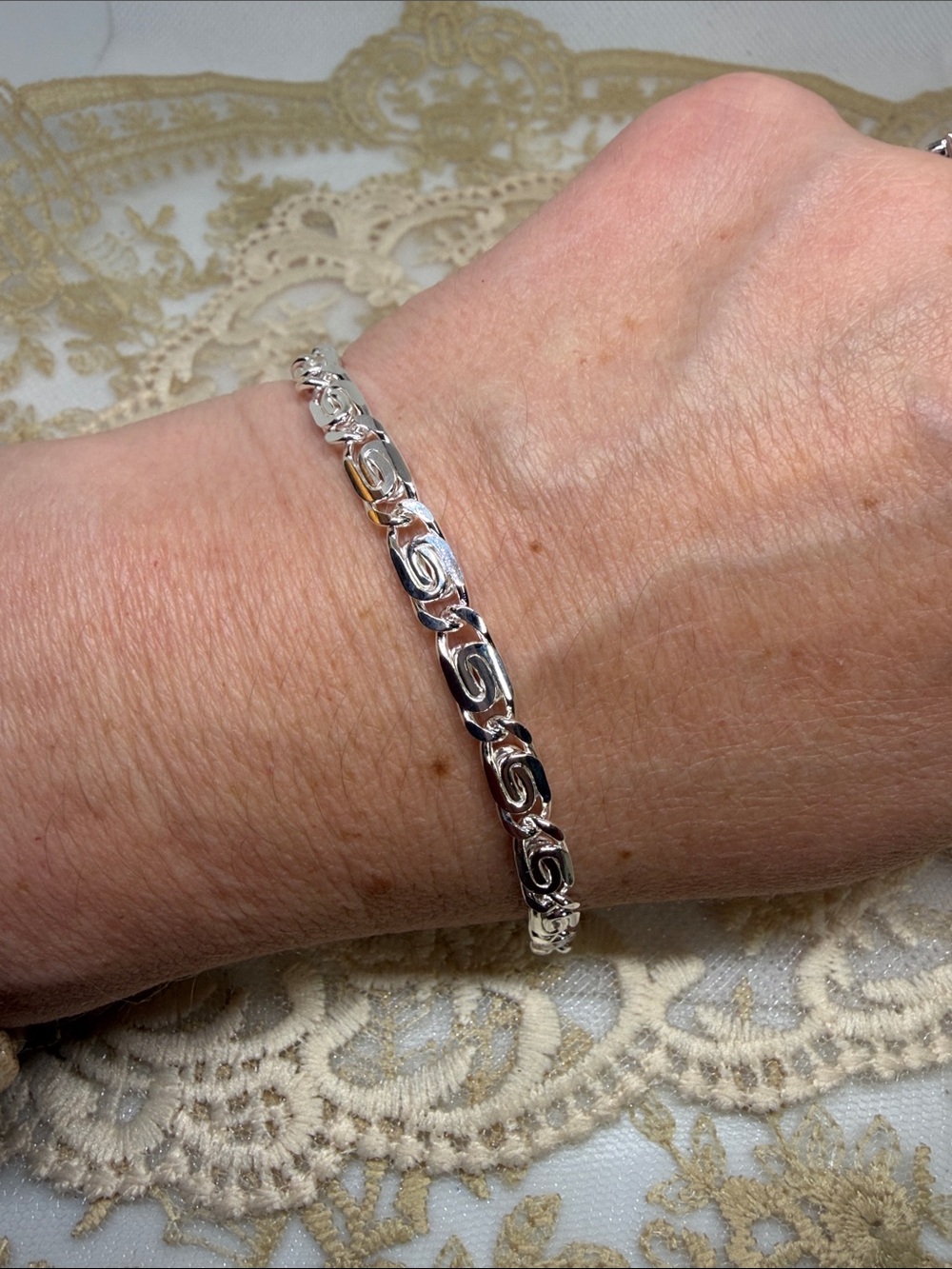 925 Sterling Silver Geometric Heavy Chain Link Bracelet | Modern Old Money